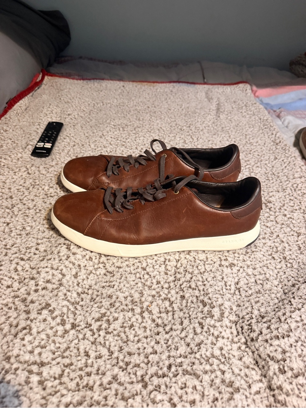 Cole Haan Brown Leather Low-Top Sneakers with White Sole
